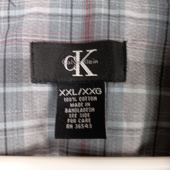 Calvin Klein Plaid Long Sleeve Button Up Shirt Mens Size XXL Gray Career Wear - Picture 3 of 7